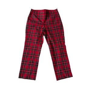 NWT J. CREW Kallie Straight Leg Pant Stewart Tartan Plaid Red Plaid Sz 10P